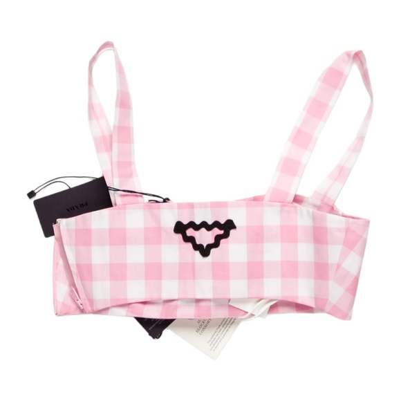 PRADA Gingham Bralette crop top size 38 NEW - Picture 12 of 12
